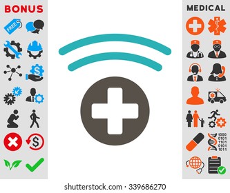 Medical Source vector icon with bonus. Style is bicolor flat symbol, grey and cyan colors, rounded angles, white background.