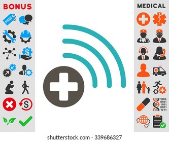 Medical Source vector icon with bonus. Style is bicolor flat symbol, grey and cyan colors, rounded angles, white background.