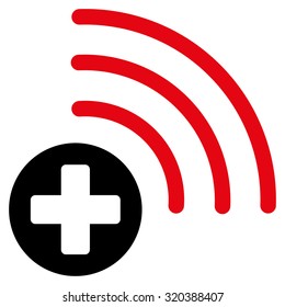 Medical Source vector icon. Style is bicolor flat symbol, intensive red and black colors, rounded angles, white background.