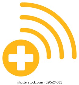Medical Source vector icon. Style is flat symbol, yellow color, rounded angles, white background.
