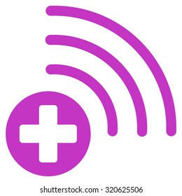 Medical Source vector icon. Style is flat symbol, violet color, rounded angles, white background.