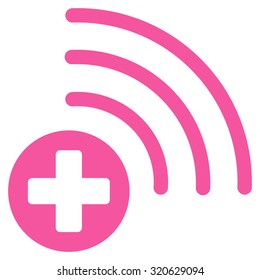 Medical Source vector icon. Style is flat symbol, pink color, rounded angles, white background.
