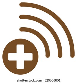 Medical Source vector icon. Style is flat symbol, brown color, rounded angles, white background.