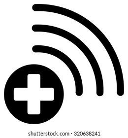 Medical Source vector icon. Style is flat symbol, black color, rounded angles, white background.
