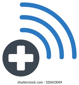 Medical Source vector icon. Style is bicolor flat symbol, smooth blue colors, rounded angles, white background.