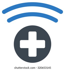 Medical Source vector icon. Style is bicolor flat symbol, smooth blue colors, rounded angles, white background.