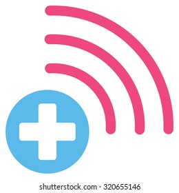 Medical Source vector icon. Style is bicolor flat symbol, pink and blue colors, rounded angles, white background.