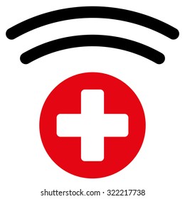 Medical Source vector icon. Style is bicolor flat symbol, intensive red and black colors, rounded angles, white background.