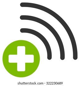Medical Source vector icon. Style is bi-color flat symbol, eco green and gray colors, rounded angles, white background.