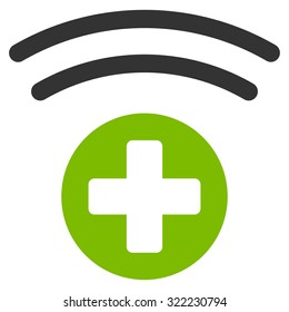 Medical Source vector icon. Style is bi-color flat symbol, eco green and gray colors, rounded angles, white background.