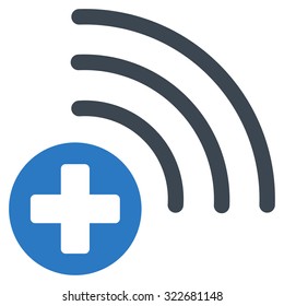 Medical Source vector icon. Style is bicolor flat symbol, smooth blue colors, rounded angles, white background.