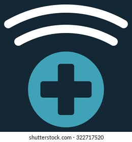 Medical Source vector icon. Style is bicolor flat symbol, blue and white colors, rounded angles, dark blue background.