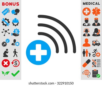 Medical Source vector icon. Style is bicolor flat symbol, blue and gray colors, rounded angles, white background.