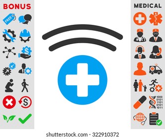 Medical Source vector icon. Style is bicolor flat symbol, blue and gray colors, rounded angles, white background.