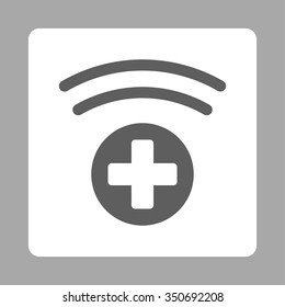 Medical Source vector icon. Style is flat rounded square button, dark gray and white colors, silver background.