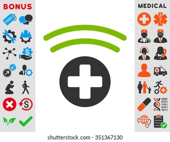 Medical Source vector icon. Style is bicolor flat symbol, eco green and gray colors, rounded angles, white background.