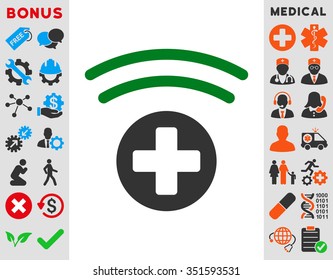 Medical Source vector icon. Style is bicolor flat symbol, green and gray colors, rounded angles, white background.