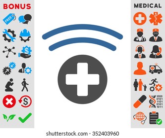 Medical Source vector icon. Style is bicolor flat symbol, cobalt and gray colors, rounded angles, white background.