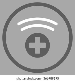 Medical Source vector icon. Style is bicolor flat circled symbol, dark gray and white colors, rounded angles, silver background.