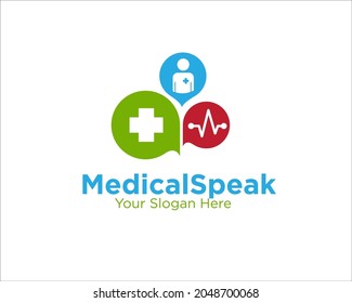 medical speak logo designs for app icon and clinic symbol and medical health care