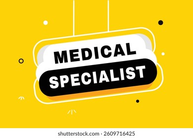 Medical specialist banner hanging style yellow colour template. Vector element set design.