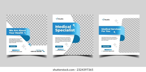 medical specialist and healthcare social media for web banner template. 