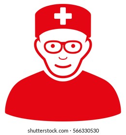 Medical Specialist vector icon. Flat red symbol. Pictogram is isolated on a white background. Designed for web and software interfaces.