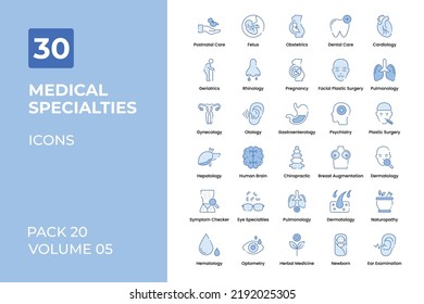  medical specialties icons collection. Set contains such Icons as neurologist, eye specialist, heart specialist, and more