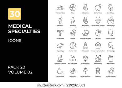  medical specialties icons collection. Set contains such Icons as neurologist, eye specialist, heart specialist, and more