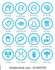 Medical Specialties Icons Set 1 - Blue Circles