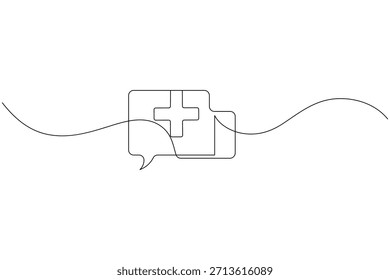 Forma cuadrada de la burbuja del discurso médico Vector minimalista del contorno del dibujo de una línea
