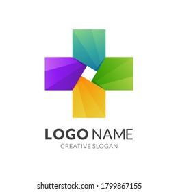 medical and spin logo concept, modern 3d logo style in gradient vibrant colors