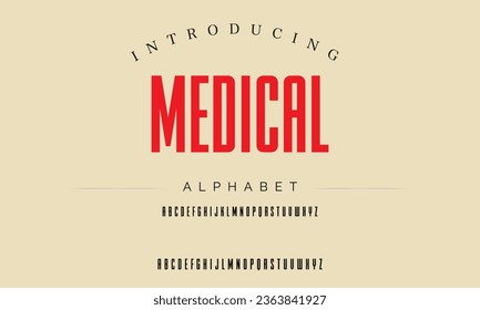 Medical Sport Modern Italic Alphabet Font. Typography urban style fonts for technology, digital, movie logo design. vector illustration