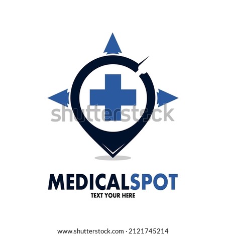Medical spot vector logo template. This design use magnifying glass symbol. Suitable for health care.