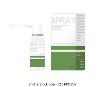 Medical Spray bottle with cardboard package steel bottle with aerosol vector illustration on white background