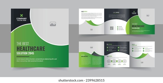 Medical square trifold brochure template or Square trifold medical brochure design for checkup, treatment. healthcare square trifold brochure Clinic Business Brochure template a4 design