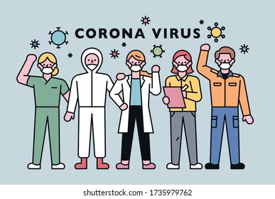 Medical staff against the Corona19 virus. flat design style minimal vector illustration.