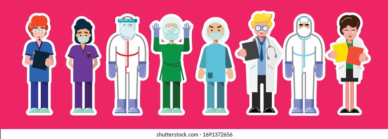 Medical staff characters, the beauty of the flat design is simplicity