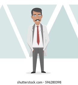 Medical staff. Doctor in a white lab coat. Vector medicine illustration.