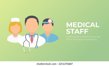 Medical staff. Doctors and nurse, healthcare workers. Flat medical team vector illustration.