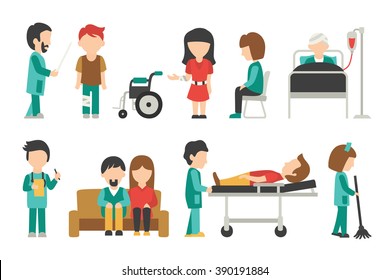 Medical Staff Flat, Isolated On White Background, Doctor, Nurse, Care, Collection People Vector Illustration, Graphic Editable For Your Design