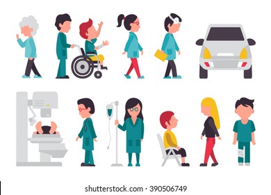 Medical Staff Flat, Isolated On White Background, Doctor, Nurse, Care, Collection People Vector Illustration, Graphic Editable For Your Design