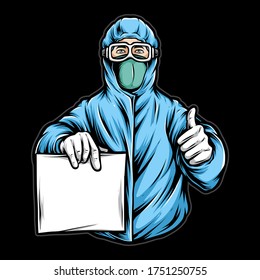 medical staff holding blank paper vector