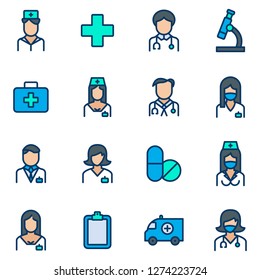 Medical and medical staff icons pack. Isolated medical and medical staff symbols collection. Graphic icons element