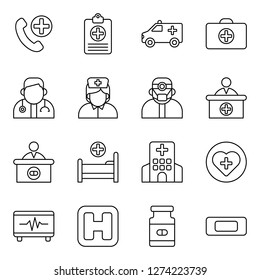 Medical and medical staff icons pack. Isolated medical and medical staff symbols collection. Graphic icons element