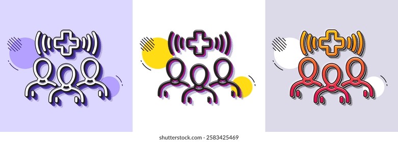 Medical staff line icon. Halftone dotted pattern. Gradient icon with grain shadow. Hospital patients sign. Healthcare medicine symbol. Line medical staff icon. Various designs. Vector
