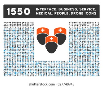 Medical Staff and other web interface, business tools, people poses, medical service vector icons. Style is flat symbols, bicolored, rounded angles, white background.