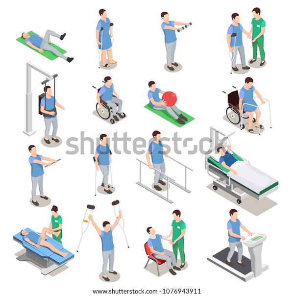 Medical Staff Patients During Physiotherapy Rehabilitation Stock Vector ...