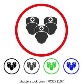 Medical Staff rounded icon. Vector illustration style is a flat iconic symbol inside a red circle, with black, grey, blue, green versions. Designed for web and software interfaces.