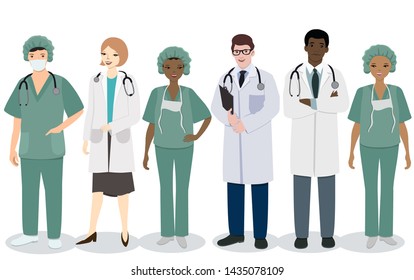 Medical staff. A set of men and women medical professions. Vector image isolated on white background.